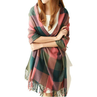 Bufanda Oversize con Estampado de Cuadros para Mujer | Ideal para Otoño e Invierno