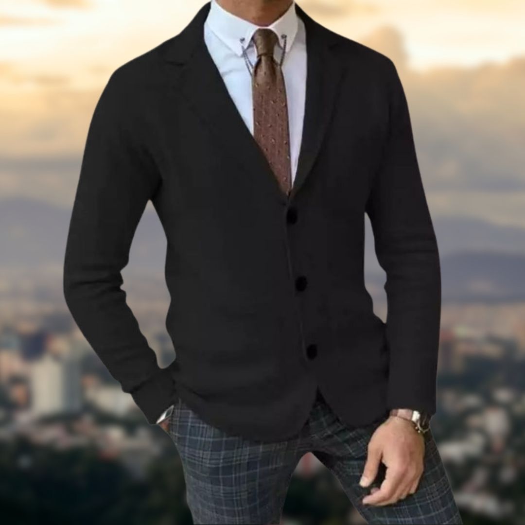 Blazer De Punto Para Hombre De Corte Ajustado Con Bolsillos Funcionales | Ideal Para Uso Profesional Y Semi-Formal