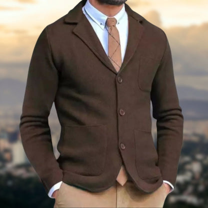 Blazer De Punto Para Hombre De Corte Ajustado Con Bolsillos Funcionales | Ideal Para Uso Profesional Y Semi-Formal