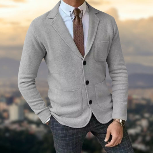 Blazer De Punto Para Hombre De Corte Ajustado Con Bolsillos Funcionales | Ideal Para Uso Profesional Y Semi-Formal
