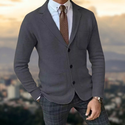Blazer De Punto Para Hombre De Corte Ajustado Con Bolsillos Funcionales | Ideal Para Uso Profesional Y Semi-Formal