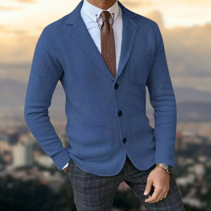 Blazer De Punto Para Hombre De Corte Ajustado Con Bolsillos Funcionales | Ideal Para Uso Profesional Y Semi-Formal