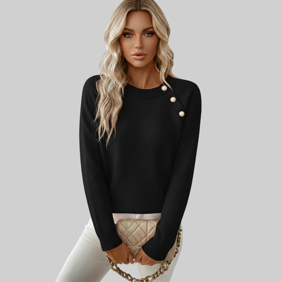 Jersey Con Detalles De Perlas Y Corte Relajado Para Mujer | Ideal Para Uso Diario Y Ocasiones Semi-Formales