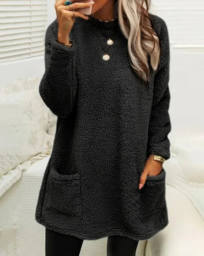 Jersey de Invierno con Cuello Redondo para Mujer | Ideal para Días Fríos
