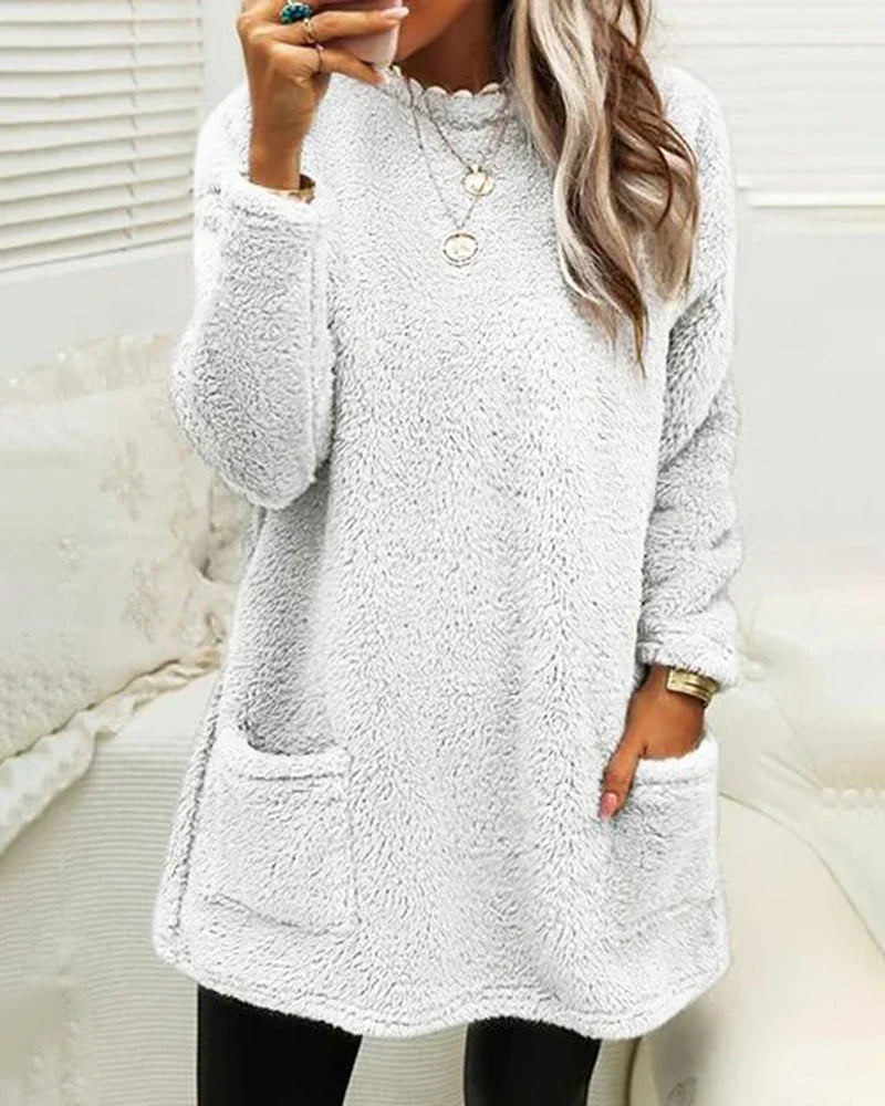 Jersey de Invierno con Cuello Redondo para Mujer | Ideal para Días Fríos