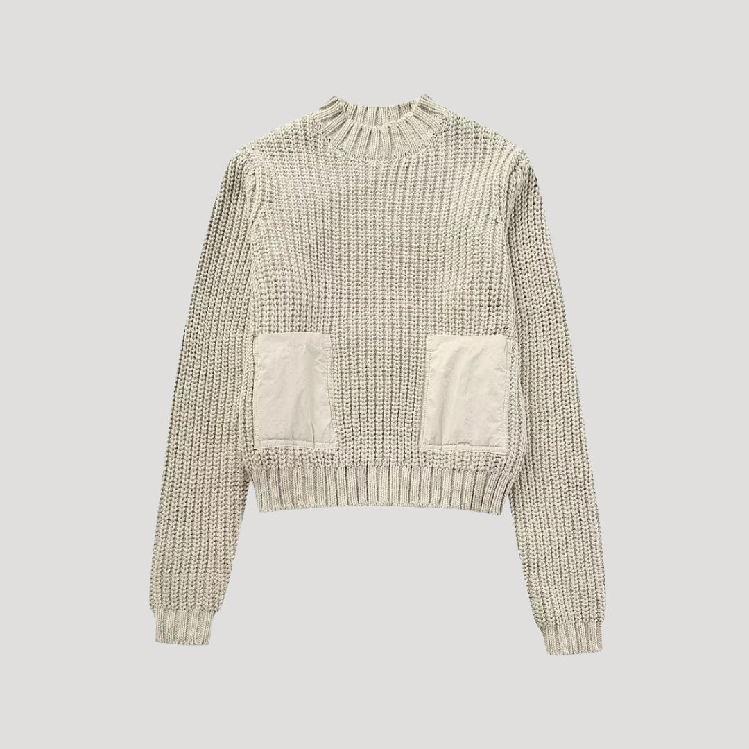 Jersey De Cuello Vuelto Con Bolsillos En Contraste Para Mujer | Ideal Para Uso Diario