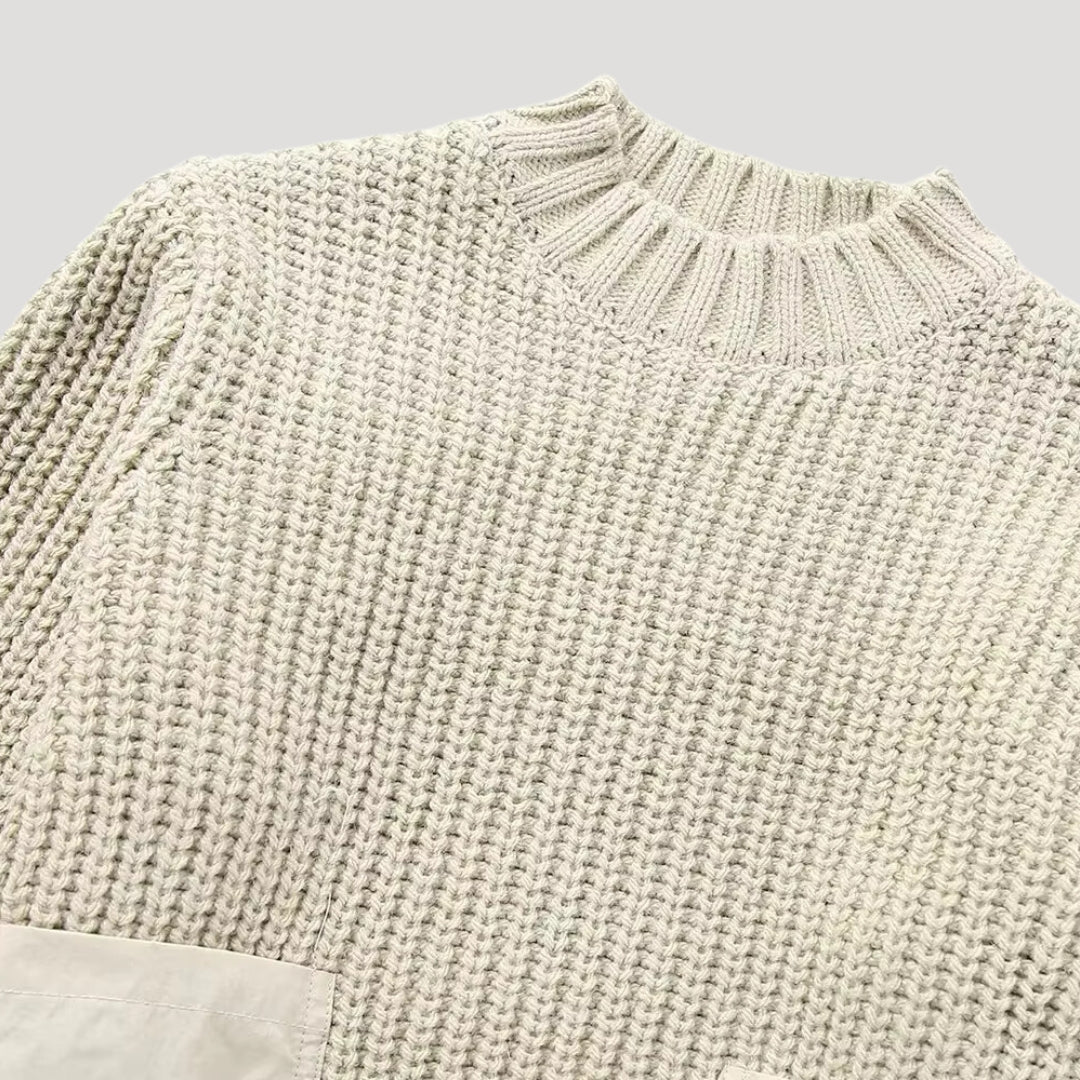 Jersey De Cuello Vuelto Con Bolsillos En Contraste Para Mujer | Ideal Para Uso Diario