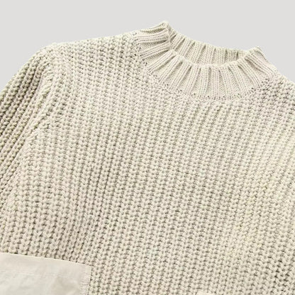 Jersey De Cuello Vuelto Con Bolsillos En Contraste Para Mujer | Ideal Para Uso Diario