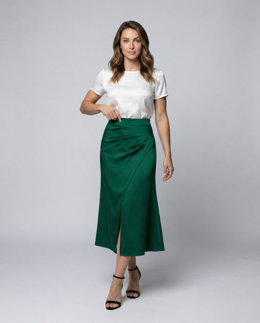 Falda Cruzada con Drapado Frontal y Cintura Ajustable para Mujer | Ideal para Uso Diario y Eventos