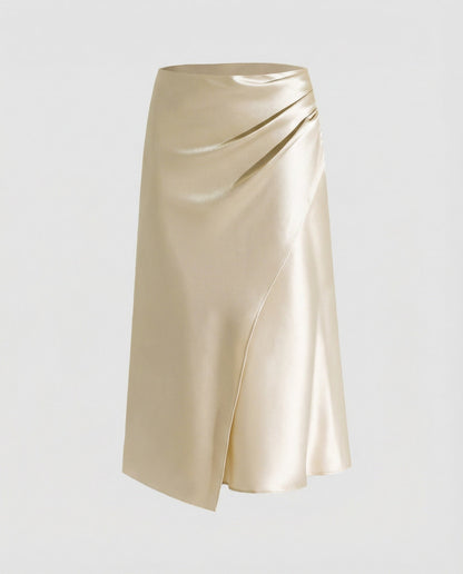 Falda Cruzada con Drapado Frontal y Cintura Ajustable para Mujer | Ideal para Uso Diario y Eventos