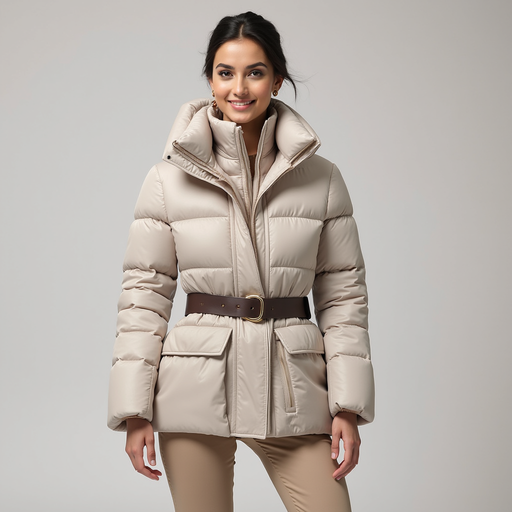 Chaqueta Acolchada con Cinturón Ajustable para Mujer | Ideal para Invierno