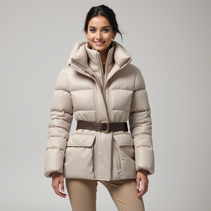Chaqueta Acolchada con Cinturón Ajustable para Mujer | Ideal para Invierno