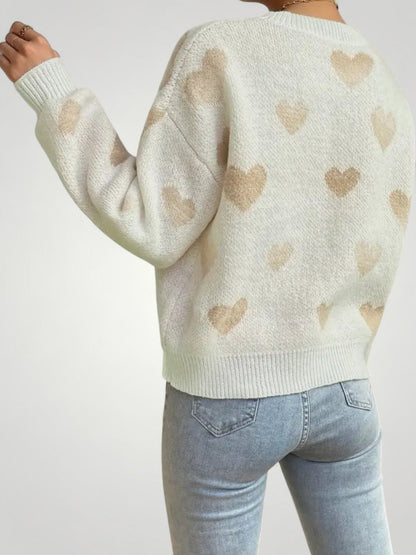Jersey de Punto con Motivo de Corazón para Mujer | Ideal para Días de Otoño e Invierno