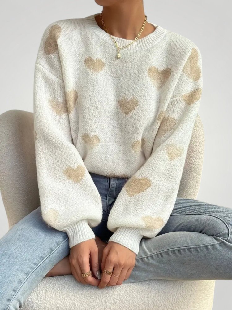 Jersey de Punto con Motivo de Corazón para Mujer | Ideal para Días de Otoño e Invierno