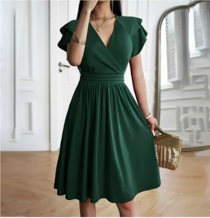 Vestido Corto Cruzado con Escote en V para Mujer | Ideal para Verano