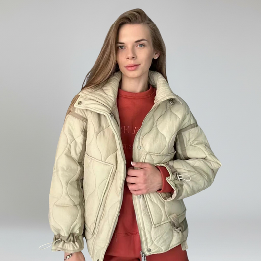 Chaqueta Acolchada con Cuello Alto y Cierre Oculto para Mujer | Ideal para Invierno