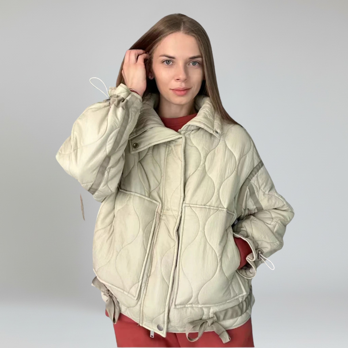 Chaqueta Acolchada con Cuello Alto y Cierre Oculto para Mujer | Ideal para Invierno