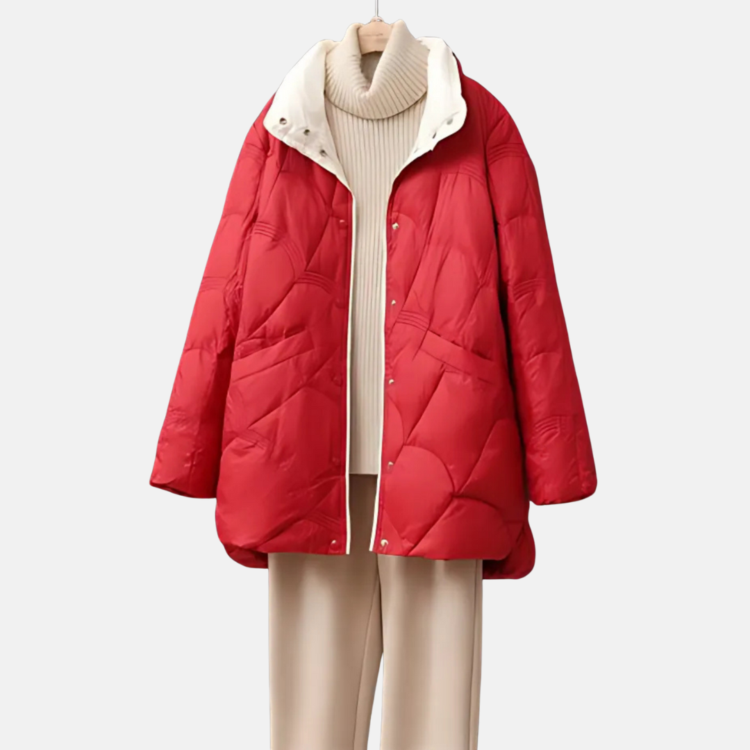 Chaqueta Acolchada De Largo Medio Con Cuello Alto Para Mujer | Ideal Para Entretiempo