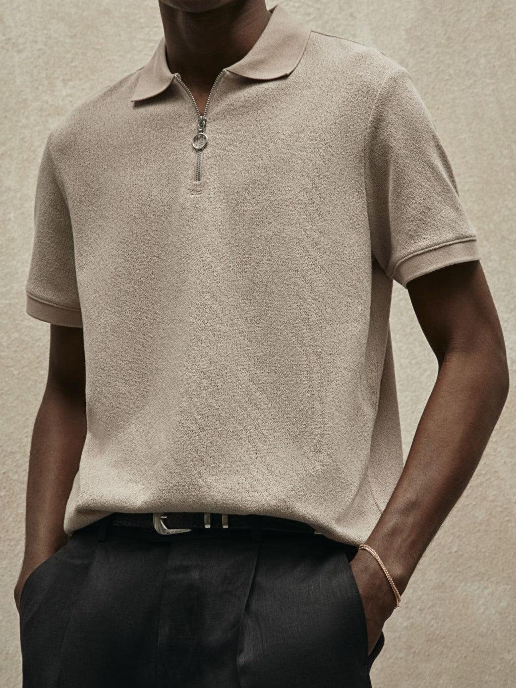 Polo de Manga Corta con Cuello Polo y Cierre de Cremallera para Hombres | Ideal para Uso Diario