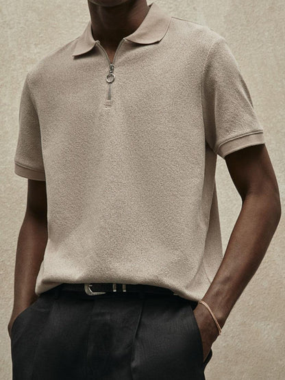 Polo de Manga Corta con Cuello Polo y Cierre de Cremallera para Hombres | Ideal para Uso Diario