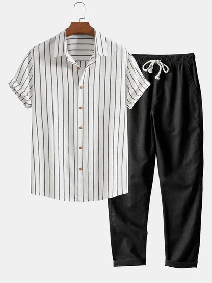 Conjunto De Ropa Para Hombre Con Camisa De Manga Corta Y Pantalón | Ideal Para Días Cálidos
