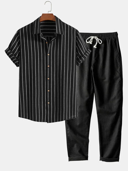Conjunto De Ropa Para Hombre Con Camisa De Manga Corta Y Pantalón | Ideal Para Días Cálidos