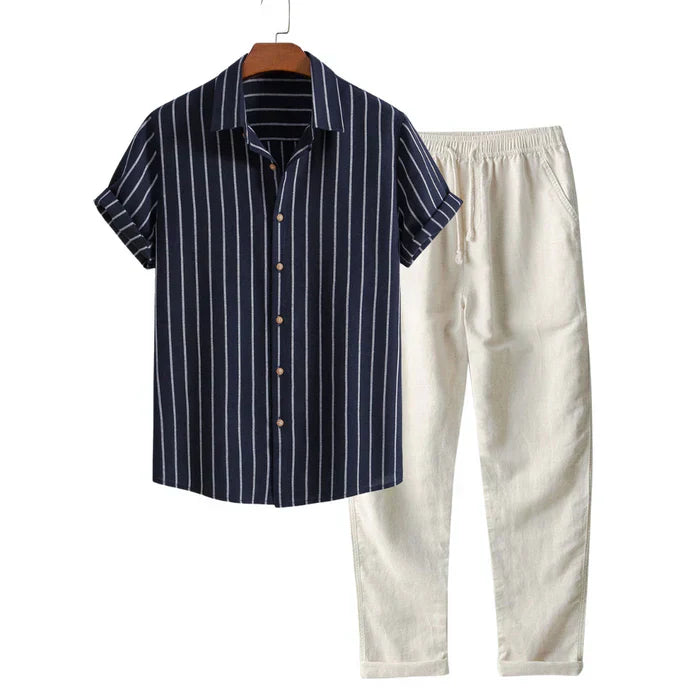 Conjunto De Ropa Para Hombre Con Camisa De Manga Corta Y Pantalón | Ideal Para Días Cálidos
