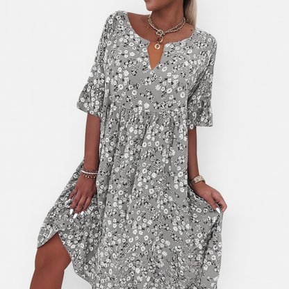 Vestido Midi Con Estampado Floral Y Mangas Medias Para Mujer | Ideal Para Días Cálidos Y Ocasiones Informales