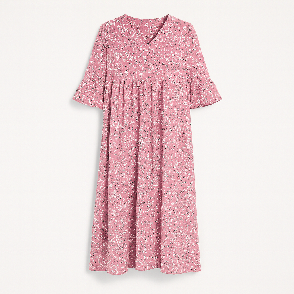 Vestido Midi Con Estampado Floral Y Mangas Medias Para Mujer | Ideal Para Días Cálidos Y Ocasiones Informales