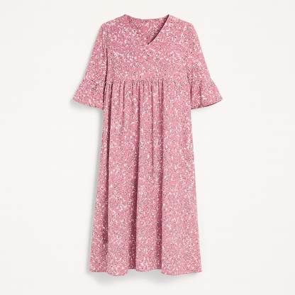 Vestido Midi Con Estampado Floral Y Mangas Medias Para Mujer | Ideal Para Días Cálidos Y Ocasiones Informales