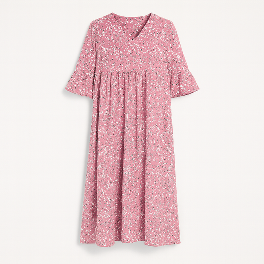 Vestido Midi Con Estampado Floral Y Mangas Medias Para Mujer | Ideal Para Días Cálidos Y Ocasiones Informales