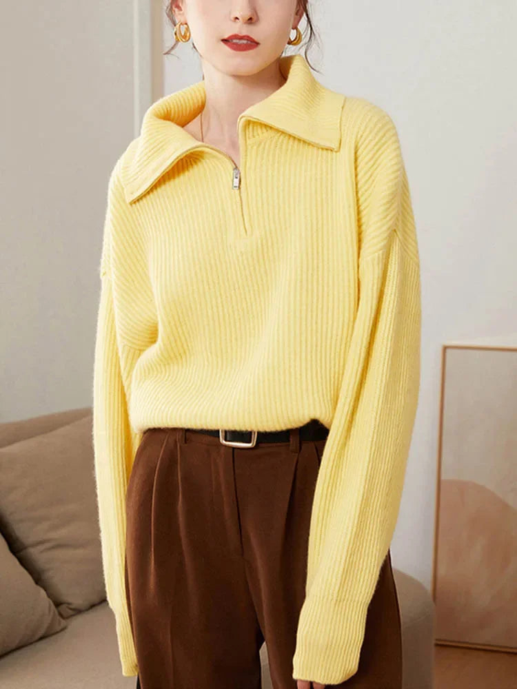 Jersey Con Cuello Alto Y Cierre De Cremallera Para Mujer | Ideal Para Otoño E Invierno