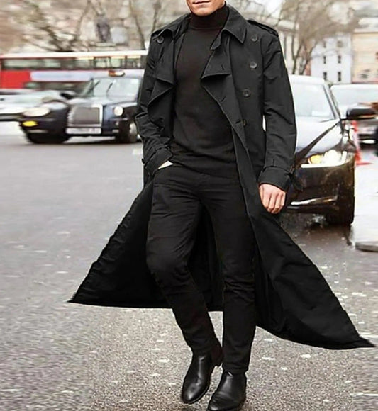 Abrigo Trench Largo Con Cierre Cruzado Para Hombre | Ideal Para Entretiempo Y Uso Diario