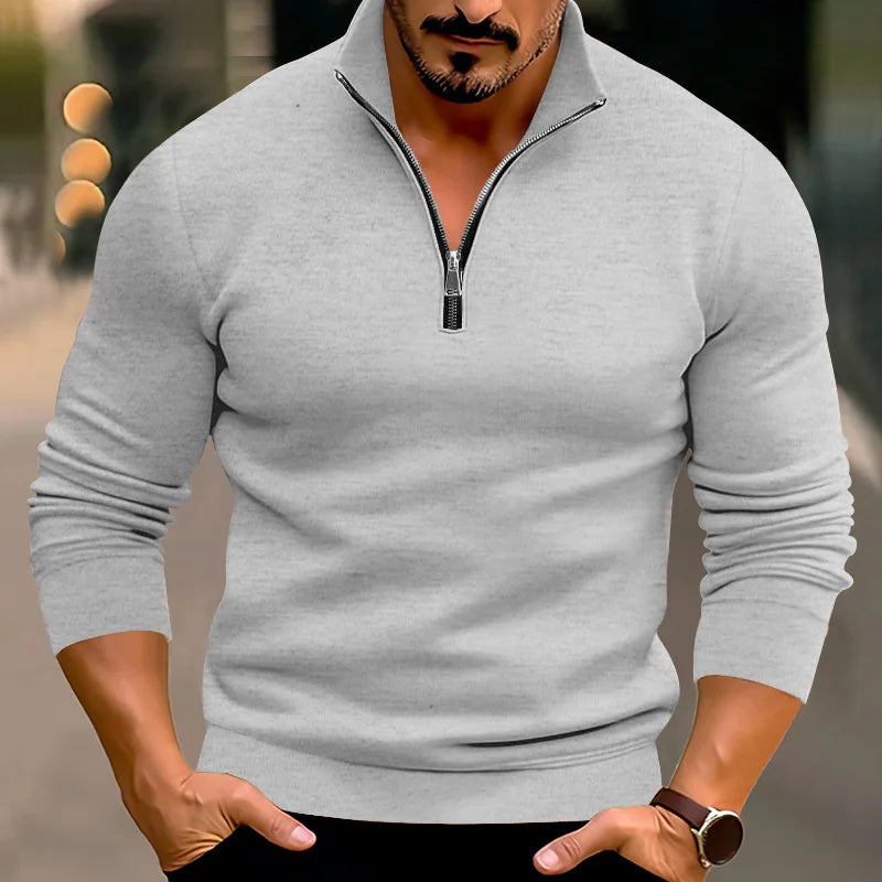 Jersey De Manga Larga Con Cuello Alto Y Cremallera Para Hombre | Ideal Para Uso Diario Y Profesional