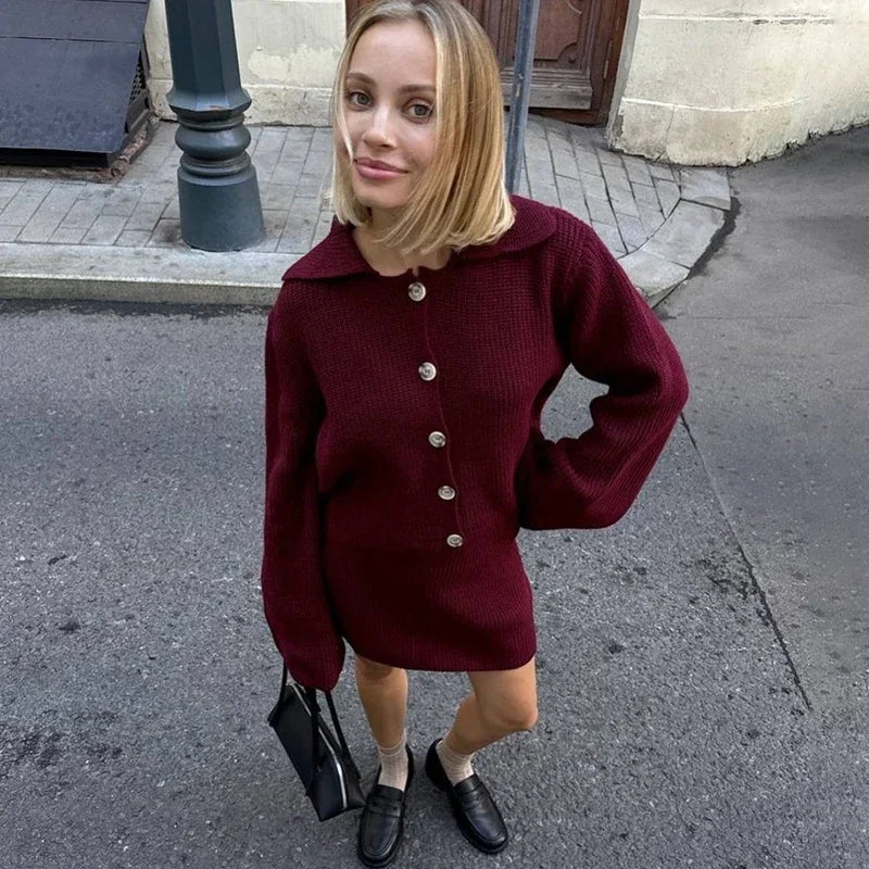 Conjunto De Dos Piezas Para Mujer Con Cardigan Y Falda Ajustada | Ideal Para Uso Diario Y Salidas Informales