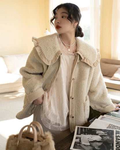 Abrigo De Invierno Con Cuello Decorativo Y Corte Suelto Para Mujer | Ideal Para Invierno