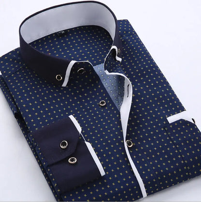 Camisa De Manga Larga Con Cierre De Botones Para Hombres | Ideal Para Uso Diario Y Ocasiones Formales