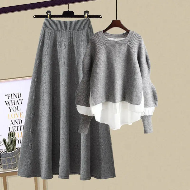 Conjunto de Jersey de Manga Larga y Falda a Juego para Mujer | Ideal para Uso Diario