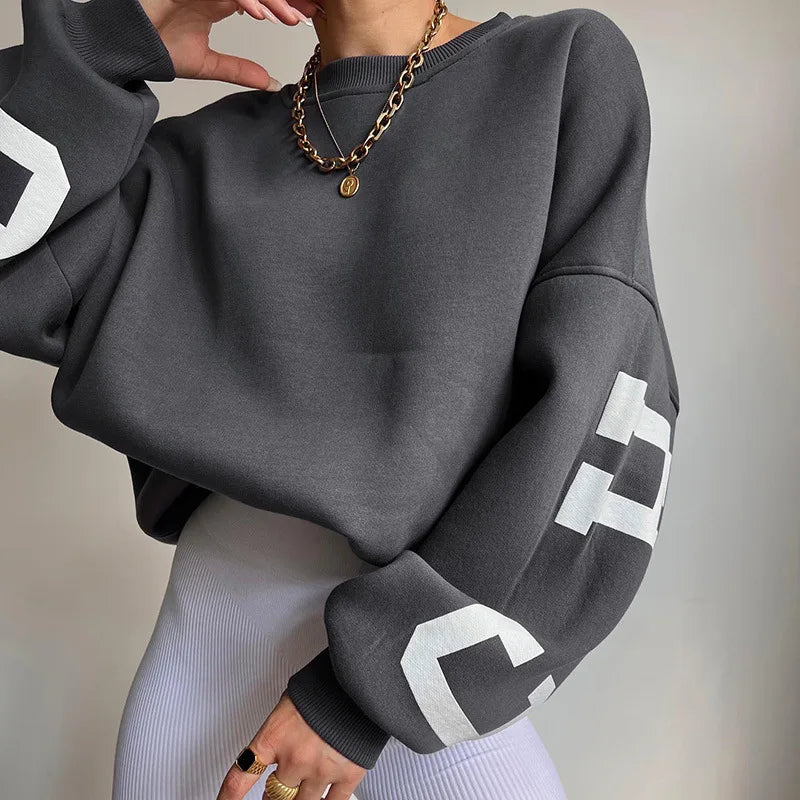 Jersey Oversize con Estampado en las Mangas para Mujer | Ideal para Días Relajados o Uso Diario