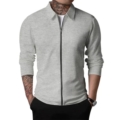 Chaqueta con Cremallera de Manga Larga y Corte Ajustado para Hombre | Ideal para Uso Diario