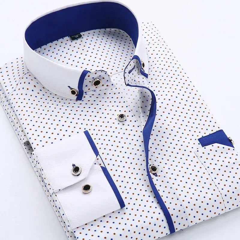 Camisa De Manga Larga Con Cierre De Botones Para Hombres | Ideal Para Uso Diario Y Ocasiones Formales
