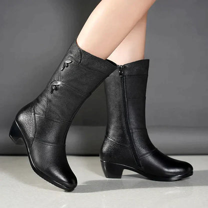 Botas De Invierno De Caña Media Con Tacón Bajo Para Mujer | Ideal Para Uso Diario