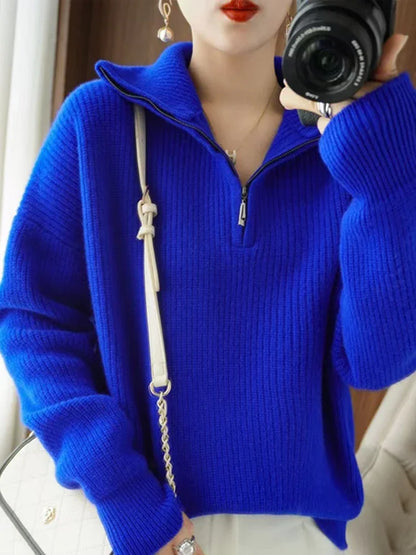 Jersey Con Cuello Alto Y Cierre De Cremallera Para Mujer | Ideal Para Otoño E Invierno