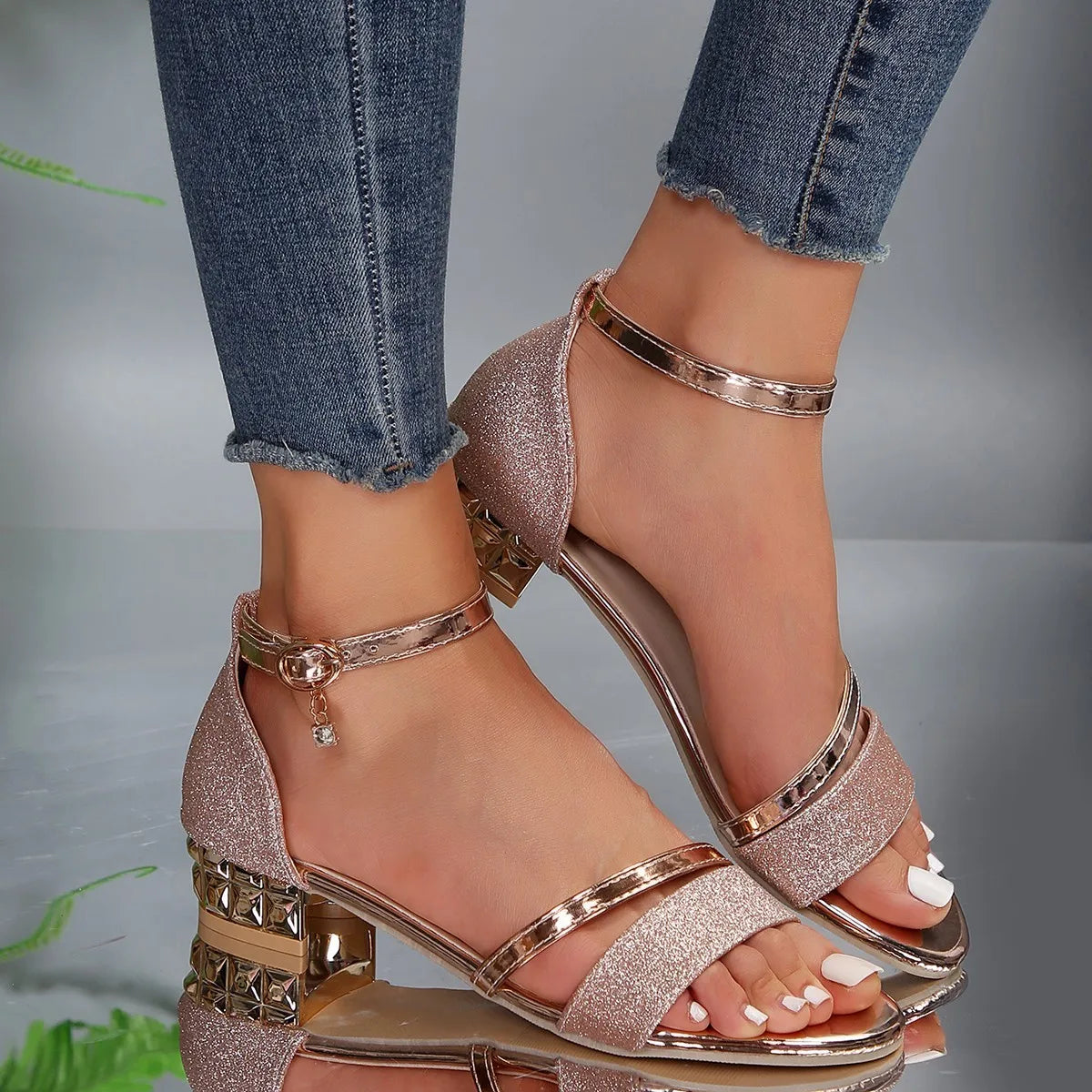 Sandalias Con Tacón Abierto Y Tobillera Para Mujer | Ideal Para Uso Diario Y Eventos