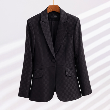 Blazer de Cuadros Para Mujer con Corte Ajustado y Mangas Largas | Ideal Para Uso Diario y Versátil