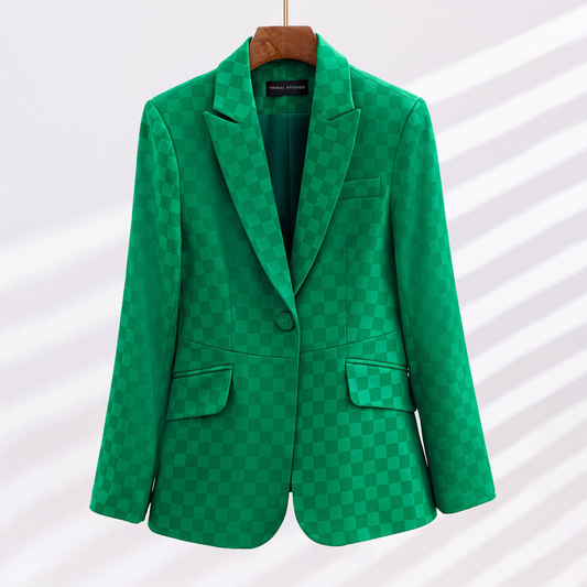 Blazer de Cuadros Para Mujer con Corte Ajustado y Mangas Largas | Ideal Para Uso Diario y Versátil