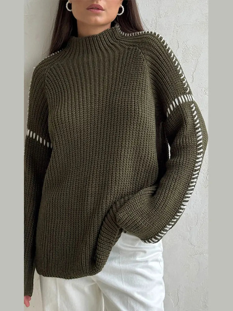 Jersey De Corte Amplio Con Cuello Alto Y Bordados Para Adultos | Ideal Para Uso Diario E Informal
