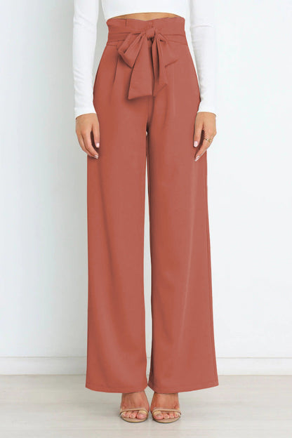 Pantalón De Talle Alto Con Piernas Anchas Y Cinturón Para Mujer | Ideal Para Uso Diario Y Profesional