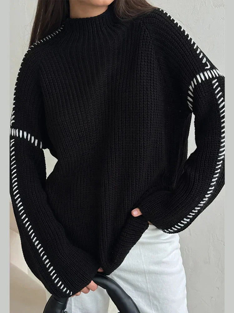 Jersey De Corte Amplio Con Cuello Alto Y Bordados Para Adultos | Ideal Para Uso Diario E Informal