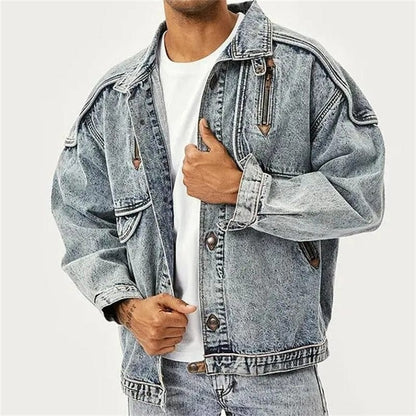 Chaqueta Vaquera Para Hombre De Corte Ajustado Con Bolsillos Funcionales | Ideal Para Uso Diario Y Actividades Informales